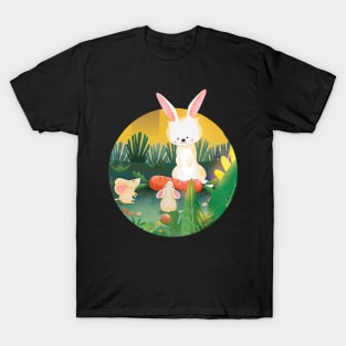 Bunny sharing food with mouse. Sharing is caring T-Shirt